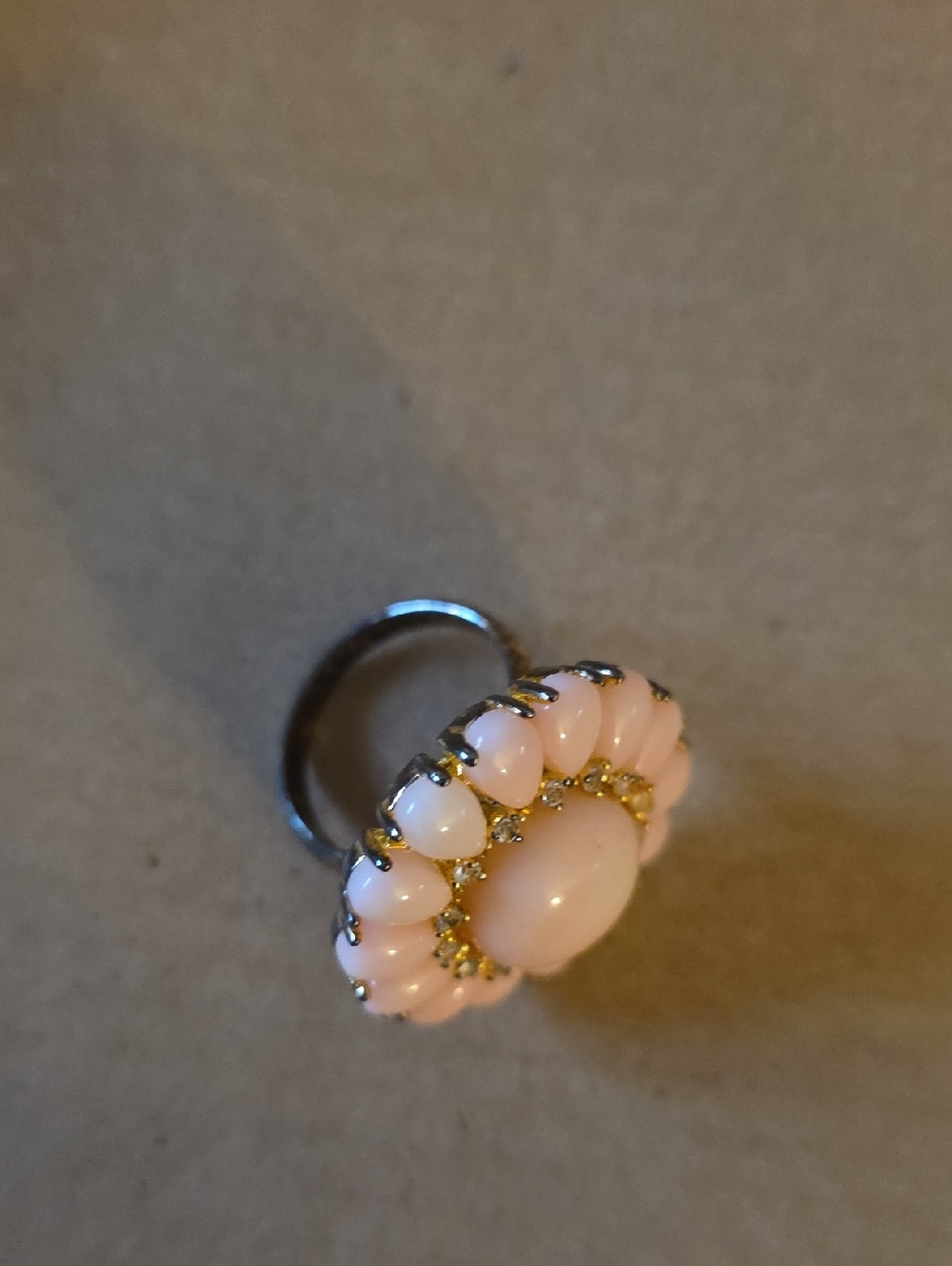 Carol Brodie Pink Flower Cocktail Ring -
